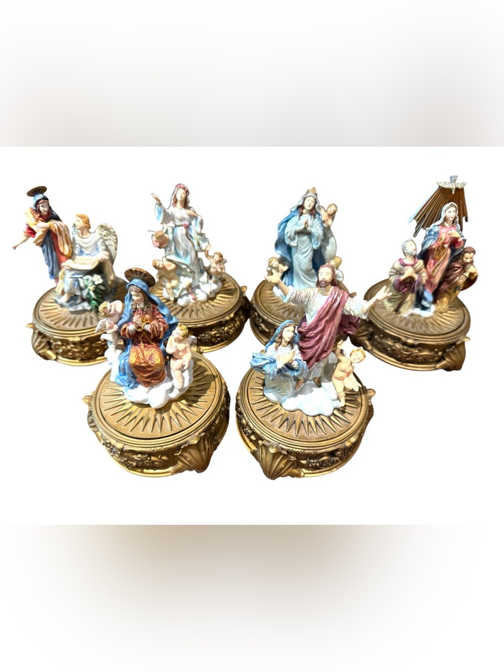 Franklin Mint LTD Ed Hand Painted Rosaries & Religious Ornate Trinket Boxes SET